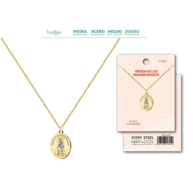 Colgante Virgen De Los Desamparados Acero Dorado - Coleccion Provincias (Valencia)